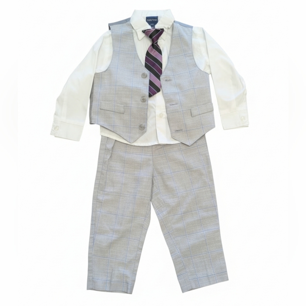 🖤 Nautica Gray Plaid Vest with Pink and Black Tie